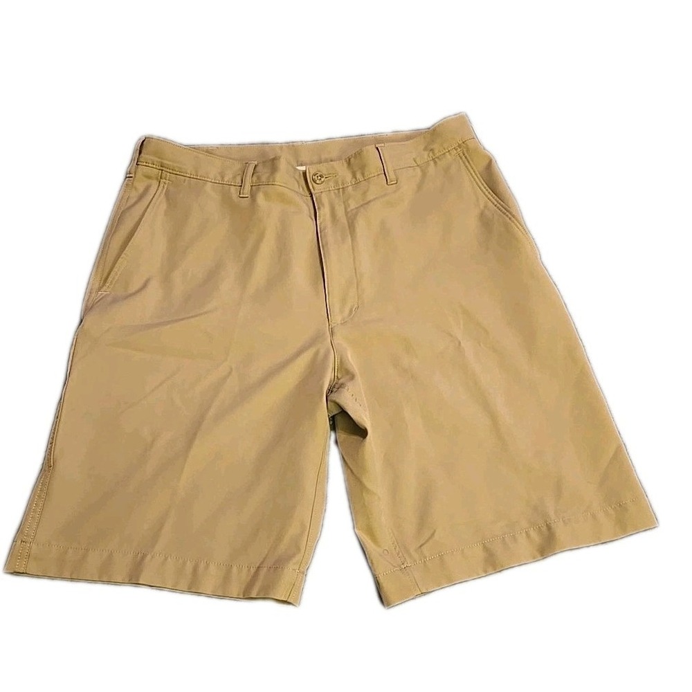 PGA Tour Golf Shorts Mens 34 Tan Performance Stretch Moisture Wicking EUC